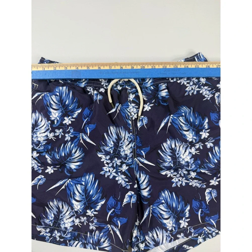 Polo Ralph Lauren Swim Trunks Mens Large Navy Blue Tropical Floral Drawstring‎